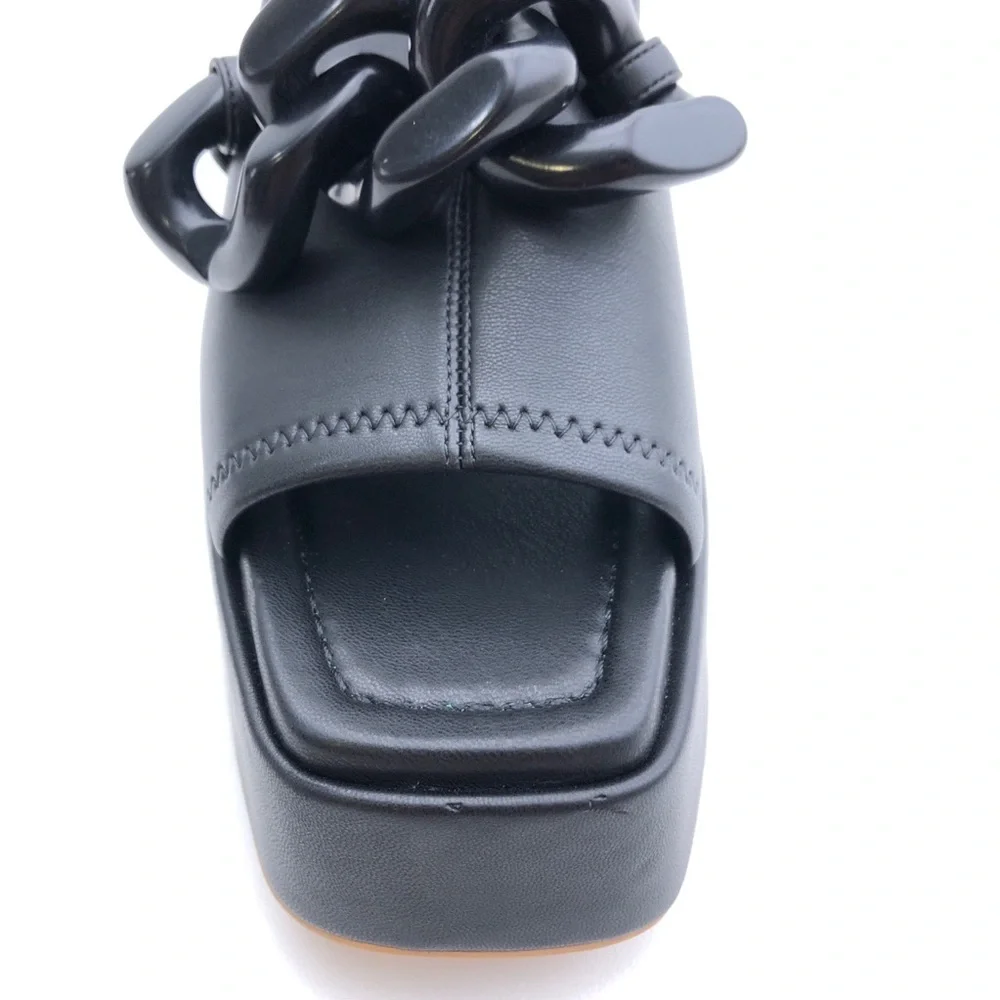 Stella McCartney Black Skyla Chain Detail Platform Sandal Shoes 39.5 Flawed